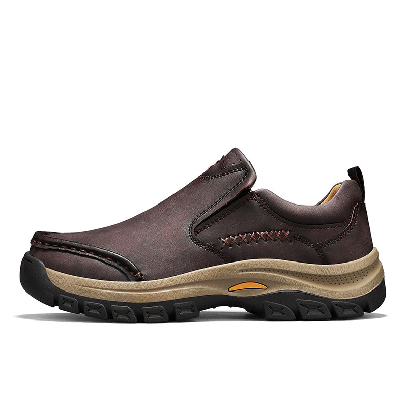 Men’s Handmade Leather Work Shoes – Arch Support, Wide Toe Box, Breathable Lining, Lightweight Protective & Slip-Resistant for Outdoor Work