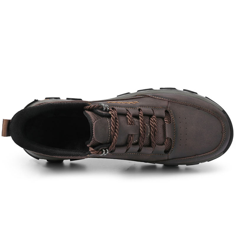 (💥Top Rated Choice) Men’s Handmade Leather Work Shoes – Waterproof, Arch Support, Pressure Relief, Wide Toe Box, Built for All-Day Comfort & Outdoor Use