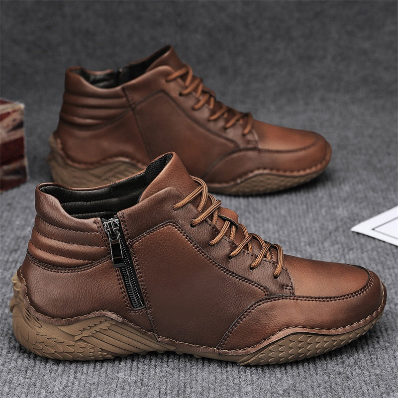 ⏰Limited-Time 70% OFF –Men's Orthopedic Ankle Boots Leather with Zip – Arch Support, Non-Slip, Waterproof, Boots for Work & Outdoors