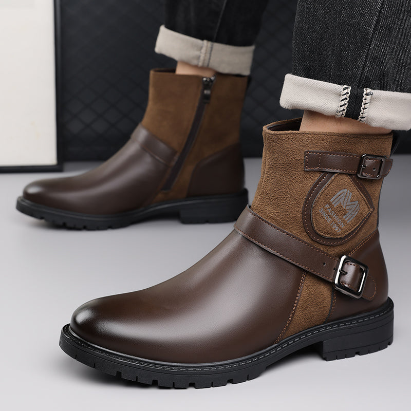 ⏰Limited-Time 70% OFF –Men’s Orthopedic Motorcycle Handmade Boot–Pressure Relief, Waterproof, Slip-Resistant, Wide Toe, Arch&Ankle Support
