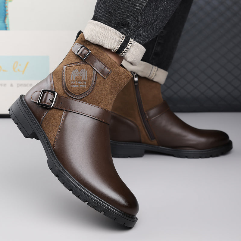 ⏰Limited-Time 70% OFF –Men’s Orthopedic Motorcycle Handmade Boot–Pressure Relief, Waterproof, Slip-Resistant, Wide Toe, Arch&Ankle Support