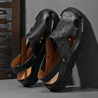 (⏰Last Day 70% OFF🔥)Men's 40+ Orthopedic Closed-Toe Sandals – Full-Grain Leather, Adjustable, Handmade for Fishing, Gardening & Daily Wear