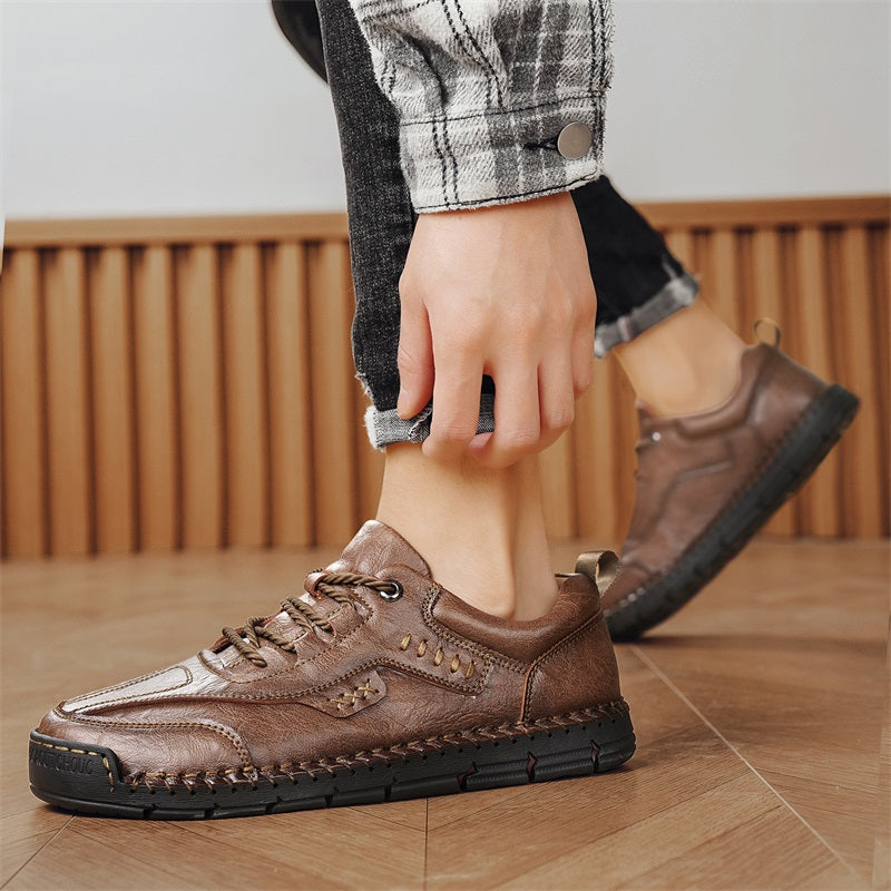 Men’s Handmade Leather Work & Outdoor Shoes – Arch Support, Wide Fit, Comfortable, Rugged Non-Slip Sole for All-Day Wear