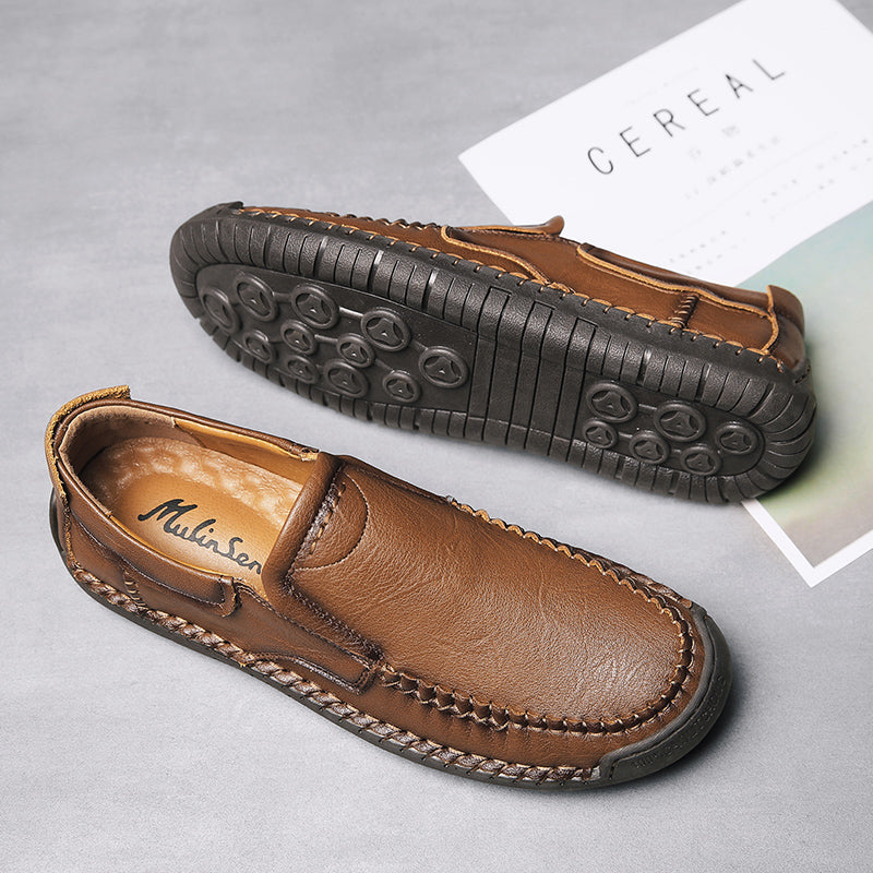 Men’s Handmade Leather Loafers – Arch Support, Wide Toe Box, Slip-On Comfort & Non-Slip Sole for Everyday Wear