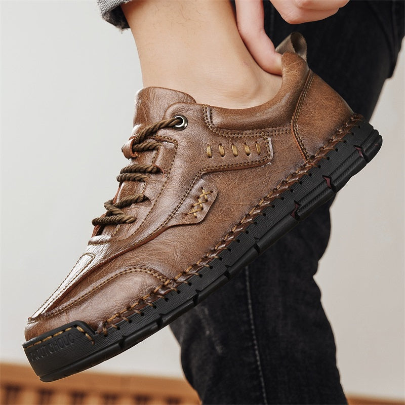 Men’s Handmade Leather Work & Outdoor Shoes – Arch Support, Wide Fit, Comfortable, Rugged Non-Slip Sole for All-Day Wear