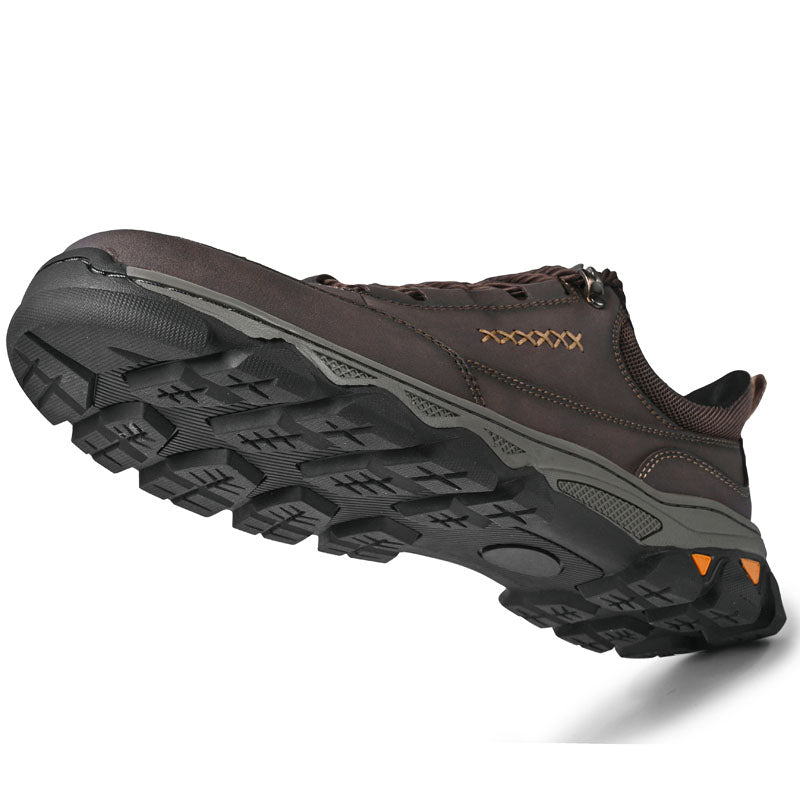 (💥Top Rated Choice) Men’s Handmade Leather Work Shoes – Waterproof, Arch Support, Pressure Relief, Wide Toe Box, Built for All-Day Comfort & Outdoor Use