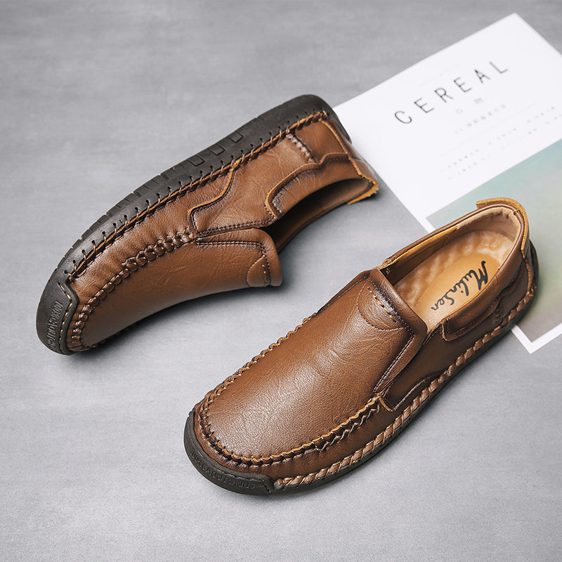 Men’s Handmade Leather Loafers – Arch Support, Wide Toe Box, Slip-On Comfort & Non-Slip Sole for Everyday Wear