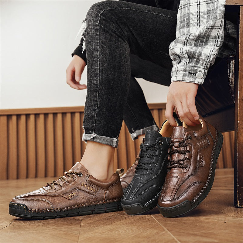 Men’s Handmade Leather Work & Outdoor Shoes – Arch Support, Wide Fit, Comfortable, Rugged Non-Slip Sole for All-Day Wear