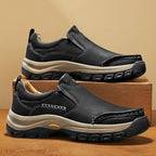 Men’s Handmade Leather Work Shoes – Arch Support, Wide Toe Box, Breathable Lining, Lightweight Protective & Slip-Resistant for Outdoor Work
