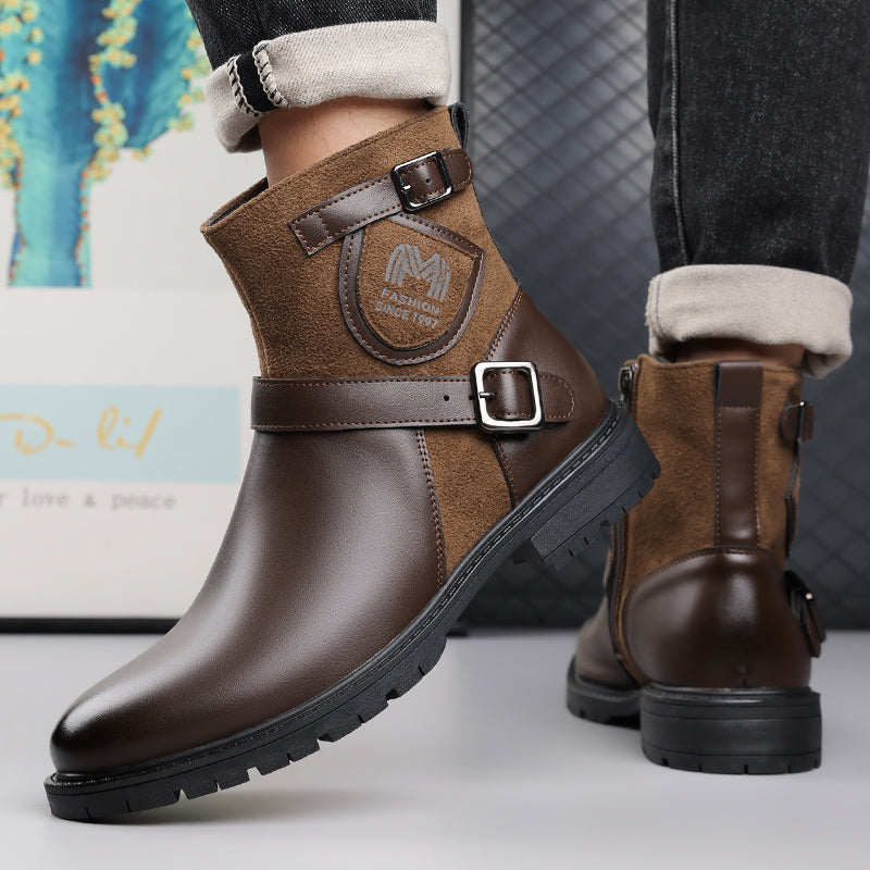 ⏰Limited-Time 70% OFF –Men’s Orthopedic Motorcycle Handmade Boot–Pressure Relief, Waterproof, Slip-Resistant, Wide Toe, Arch&Ankle Support
