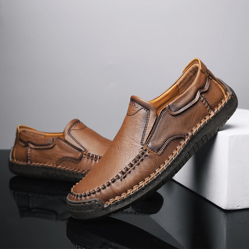 Men’s Handmade Leather Loafers – Arch Support, Wide Toe Box, Slip-On Comfort & Non-Slip Sole for Everyday Wear