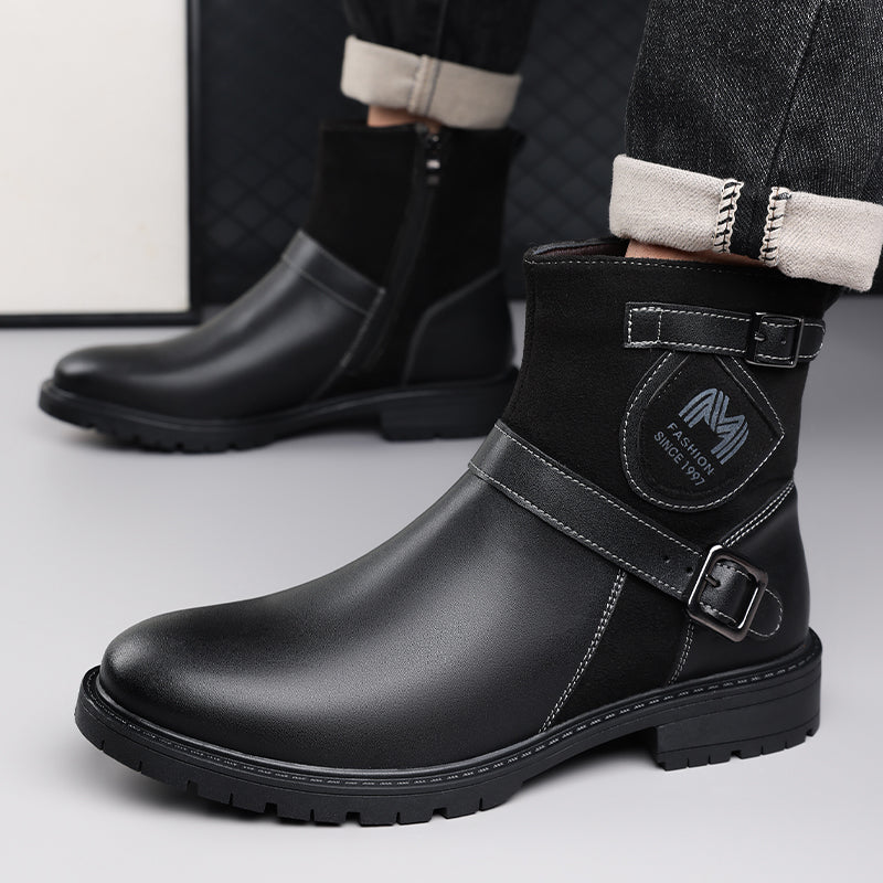 ⏰Limited-Time 70% OFF –Men’s Orthopedic Motorcycle Handmade Boot–Pressure Relief, Waterproof, Slip-Resistant, Wide Toe, Arch&Ankle Support