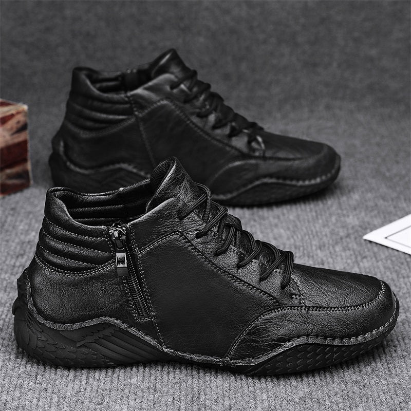 ⏰Limited-Time 70% OFF –Men's Orthopedic Ankle Boots Leather with Zip – Arch Support, Non-Slip, Waterproof, Boots for Work & Outdoors
