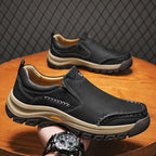 Men’s Handmade Leather Work Shoes – Arch Support, Wide Toe Box, Breathable Lining, Lightweight Protective & Slip-Resistant for Outdoor Work