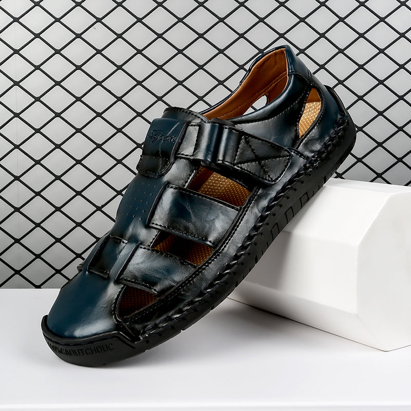 (⏰LAST DAY! 55% OFF 🔥) Men's Orthopedic Leather Fisherman Sandals | Breathable Closed-Toe Adjustable Outdoor Summer Comfort & Pain Relief