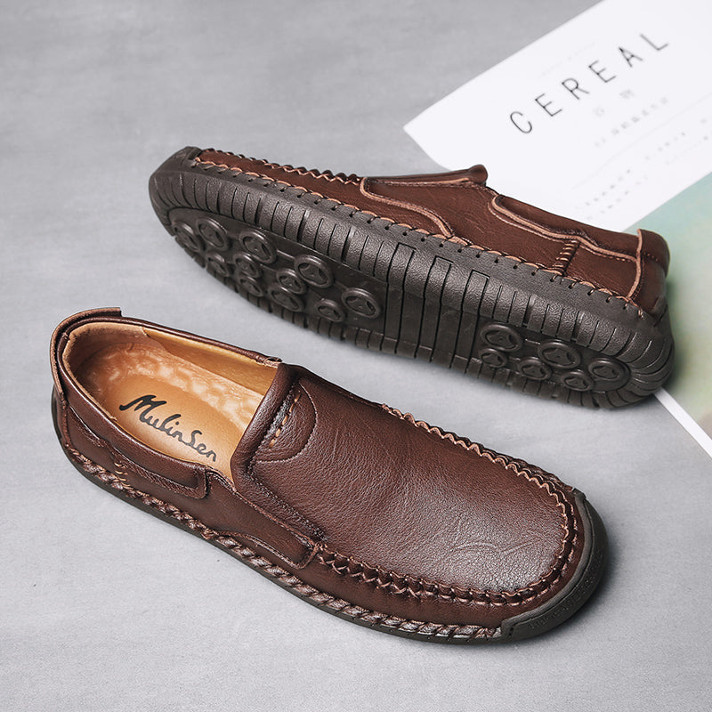 Men’s Handmade Leather Loafers – Arch Support, Wide Toe Box, Slip-On Comfort & Non-Slip Sole for Everyday Wear