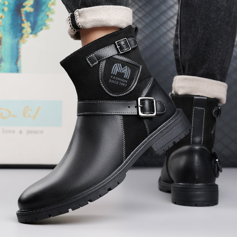 ⏰Limited-Time 70% OFF –Men’s Orthopedic Motorcycle Handmade Boot–Pressure Relief, Waterproof, Slip-Resistant, Wide Toe, Arch&Ankle Support