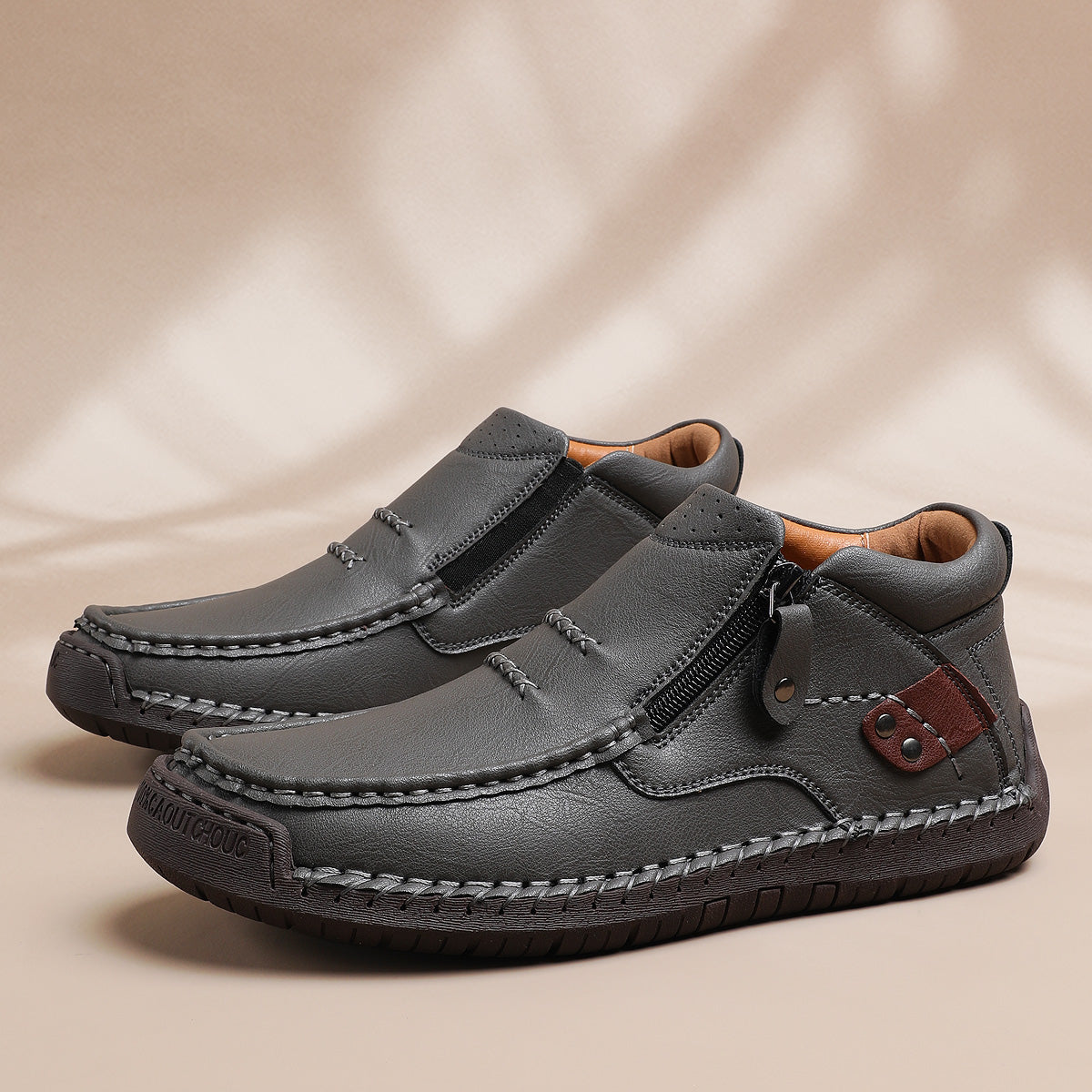 ⏰Limited Time Sale 70% OFF-Men’s Handmade Premium Leather Slip-On Driving Boots – Wide Toe, Arch Support, Waterproof, Pressure Relief, Non-Slip Sole for Casual, Travel & Outdoor