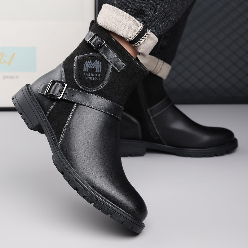 ⏰Limited-Time 70% OFF –Men’s Orthopedic Motorcycle Handmade Boot–Pressure Relief, Waterproof, Slip-Resistant, Wide Toe, Arch&Ankle Support
