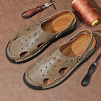 (⏰Last Day 70% OFF🔥)Men's 40+ Orthopedic Closed-Toe Sandals – Full-Grain Leather, Adjustable, Handmade for Fishing, Gardening & Daily Wear