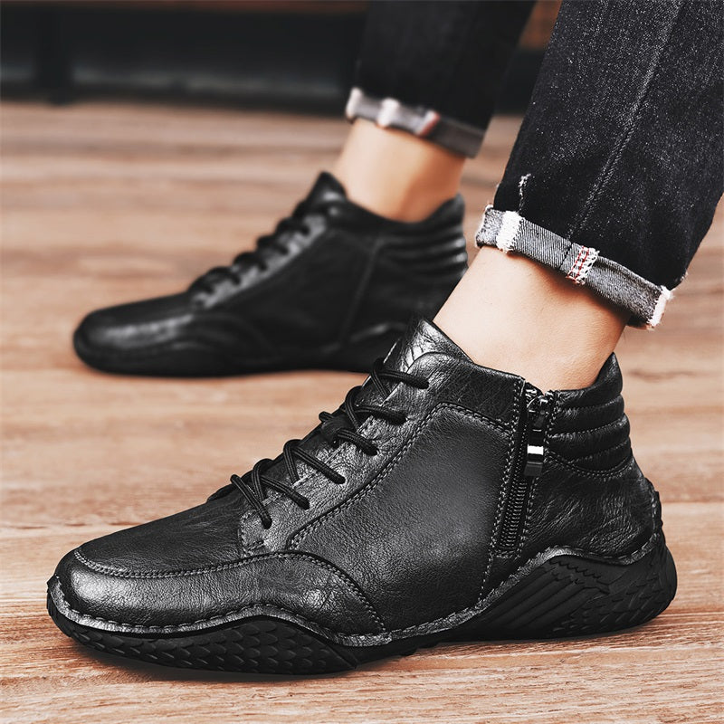 ⏰Limited-Time 70% OFF –Men's Orthopedic Ankle Boots Leather with Zip – Arch Support, Non-Slip, Waterproof, Boots for Work & Outdoors