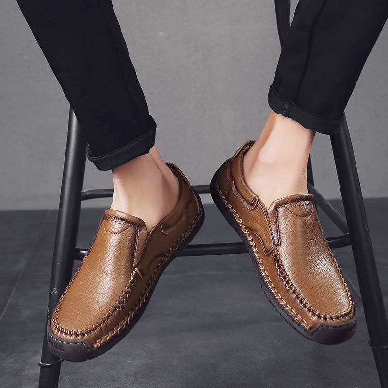 Men’s Handmade Leather Loafers – Arch Support, Wide Toe Box, Slip-On Comfort & Non-Slip Sole for Everyday Wear
