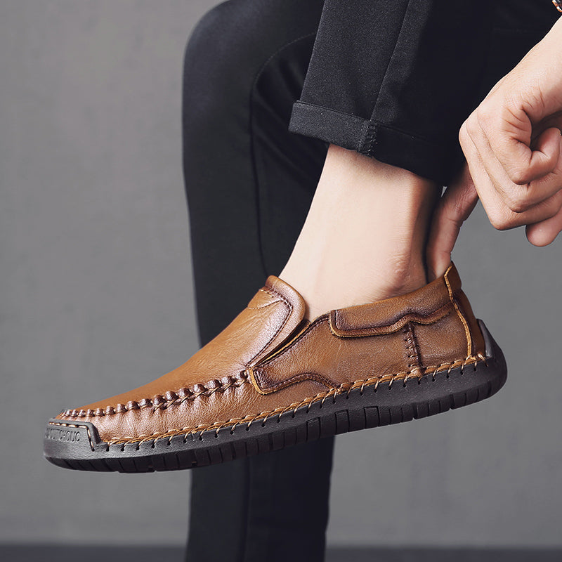 Men’s Handmade Leather Loafers – Arch Support, Wide Toe Box, Slip-On Comfort & Non-Slip Sole for Everyday Wear