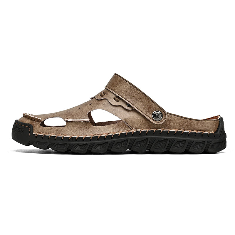 (⏰Last Day 70% OFF🔥)Men's 40+ Orthopedic Closed-Toe Sandals – Full-Grain Leather, Adjustable, Handmade for Fishing, Gardening & Daily Wear