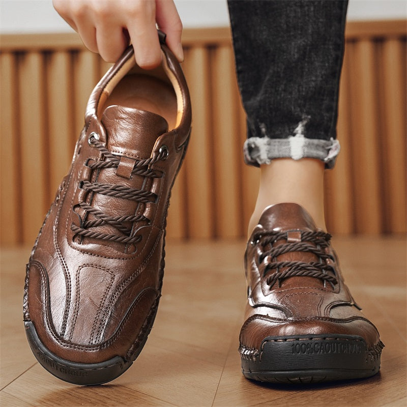 Men’s Handmade Leather Work & Outdoor Shoes – Arch Support, Wide Fit, Comfortable, Rugged Non-Slip Sole for All-Day Wear