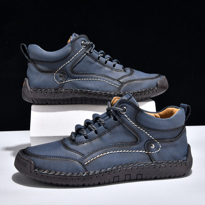 (💥Top Rated Choice) Men’s Handmade Leather Outdoor Shoes – Arch Support, Wide Fit, Comfortable, Rugged Non-Slip Sole for Work & Hiking