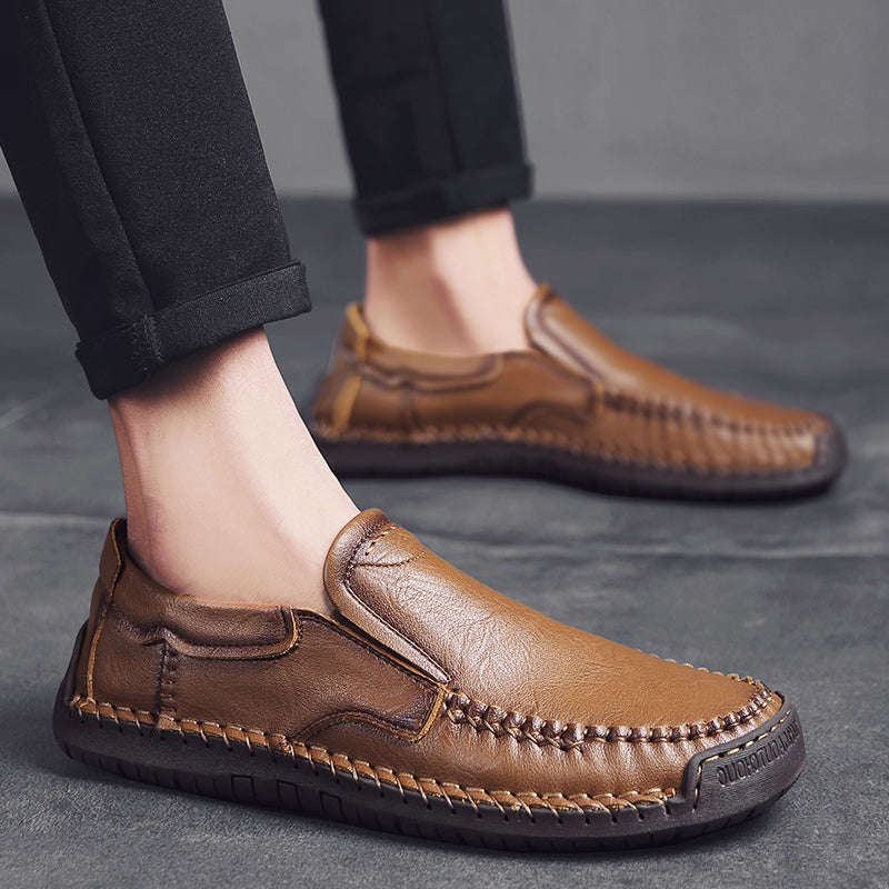 Men’s Handmade Leather Loafers – Arch Support, Wide Toe Box, Slip-On Comfort & Non-Slip Sole for Everyday Wear