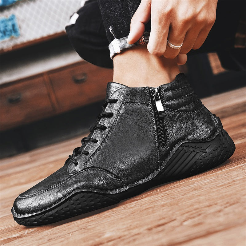 ⏰Limited-Time 70% OFF –Men's Orthopedic Ankle Boots Leather with Zip – Arch Support, Non-Slip, Waterproof, Boots for Work & Outdoors