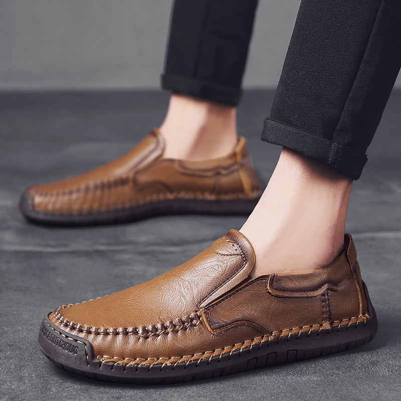 Men’s Handmade Leather Loafers – Arch Support, Wide Toe Box, Slip-On Comfort & Non-Slip Sole for Everyday Wear