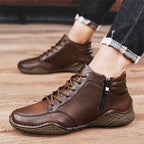 ⏰Limited-Time 70% OFF –Men's Orthopedic Ankle Boots Leather with Zip – Arch Support, Non-Slip, Waterproof, Boots for Work & Outdoors
