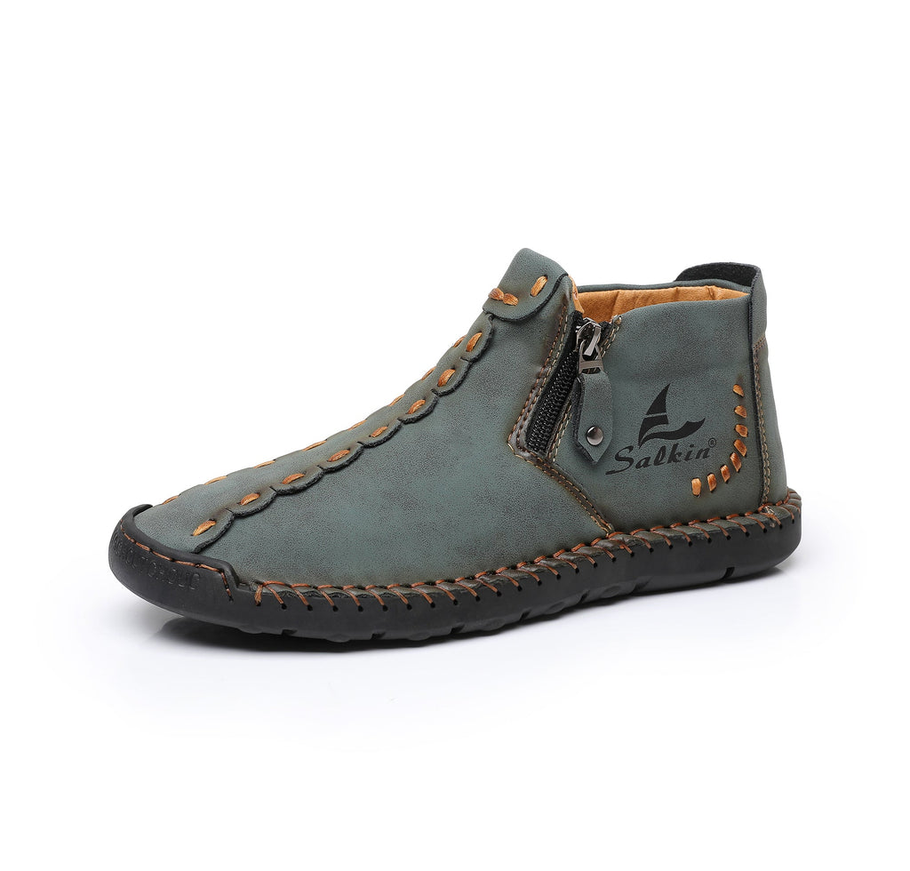 ⏰Limited-Time 70% OFF—Men’s Wide-Fit Handmade Driving Boots – Easy Zip, All-Day Comfort, Arch Support, Waterproof, Pressure Relief, Non-Slip Sole for Casual, Travel&Outdoor