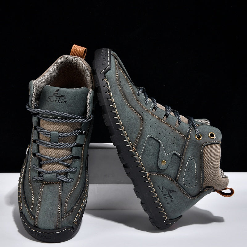 ⏰Limited-Time 70% OFF–Men's Comfortable Handmade Leather Boots – Waterproof, Arch Support, Pressure Relief, Spacious Toe Box Outdoor Leather Shoes