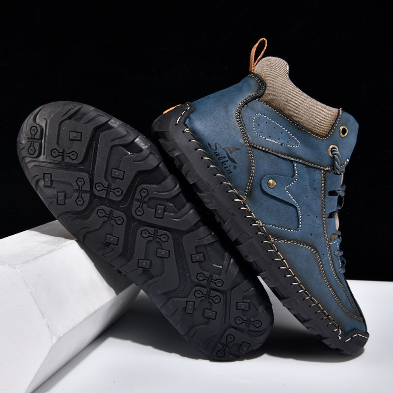 ⏰Limited-Time 70% OFF–Men's Comfortable Handmade Leather Boots – Waterproof, Arch Support, Pressure Relief, Spacious Toe Box Outdoor Leather Shoes