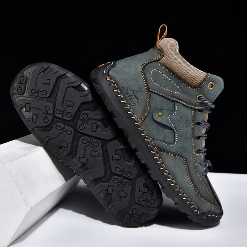 ⏰Limited-Time 70% OFF–Men's Comfortable Handmade Leather Boots – Waterproof, Arch Support, Pressure Relief, Spacious Toe Box Outdoor Leather Shoes