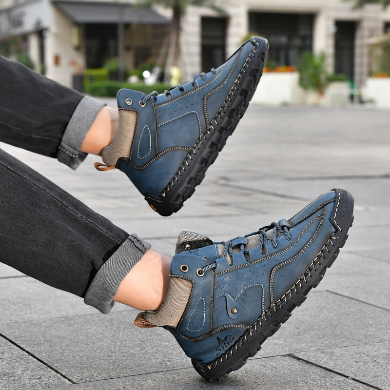 ⏰Limited-Time 70% OFF–Men's Comfortable Handmade Leather Boots – Waterproof, Arch Support, Pressure Relief, Spacious Toe Box Outdoor Leather Shoes