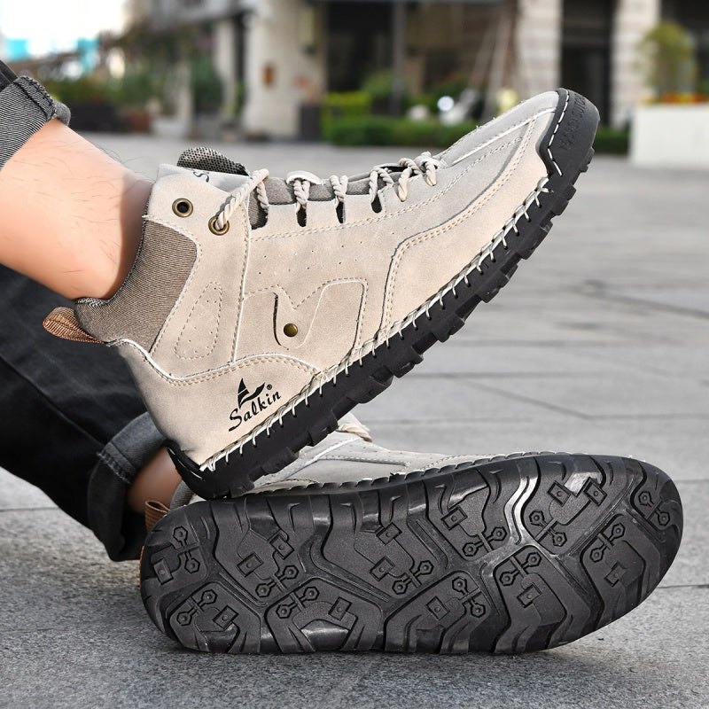 ⏰Limited-Time 70% OFF–Men's Comfortable Handmade Leather Boots – Waterproof, Arch Support, Pressure Relief, Spacious Toe Box Outdoor Leather Shoes