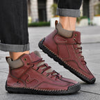 ⏰Limited-Time 70% OFF–Men's Comfortable Handmade Leather Boots – Waterproof, Arch Support, Pressure Relief, Spacious Toe Box Outdoor Leather Shoes