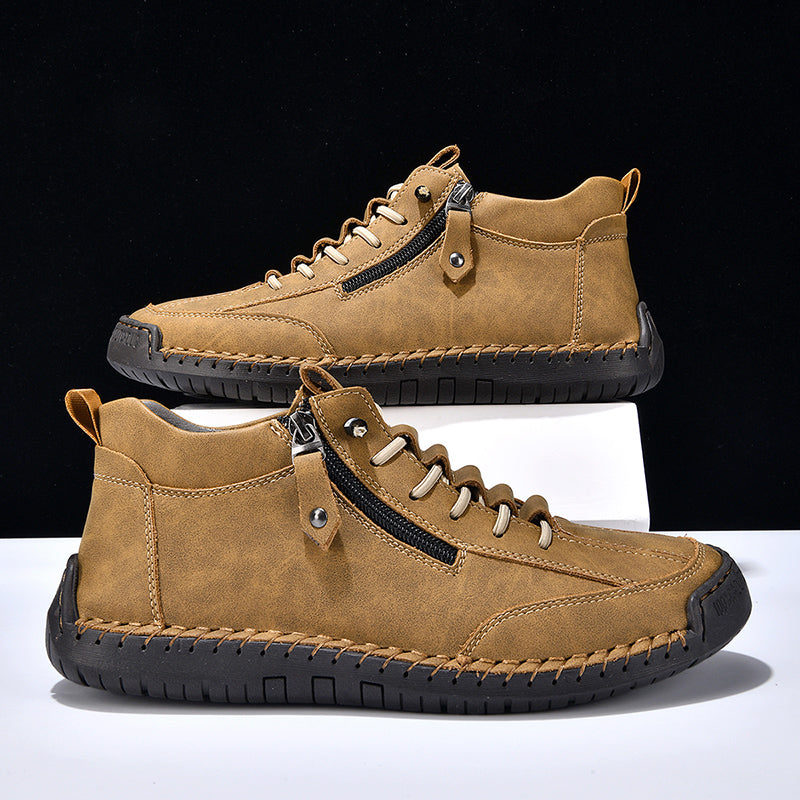 ⏰Limited-Time 70% OFF– Men’s Handmade Leather Work Boots – All-Day Comfort, Slip-Resistant, Wide Toe with Arch& Ankle Support