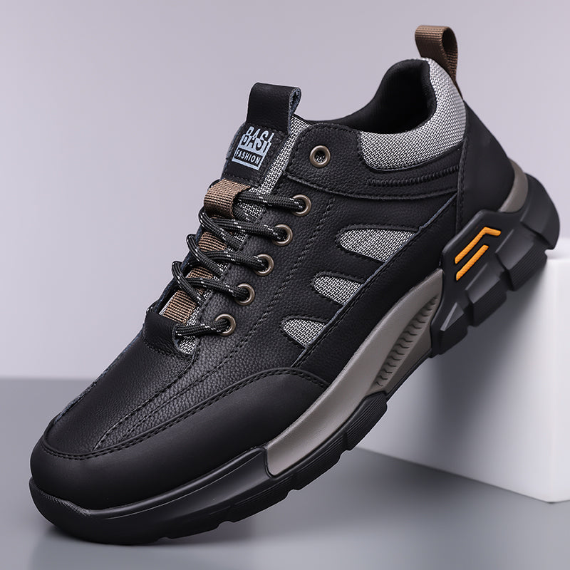 💥 12 HOURS. NO PAIN. Men’s Comfort Leather Outdoor Shoes – Arch Support, Wide Toe Box, Breathable Lining, Lightweight & Slip-Resistant for All-Day Wear