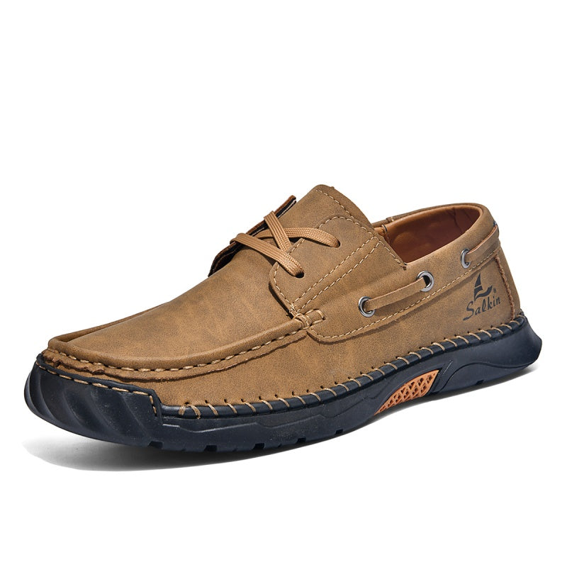 ⏰Limited-Time 70% OFF – Men’s Orthopedic Premium Handmade Leather Boat Shoes – Pressure Relief, Waterproof, Slip-Resistant, Wide Toe, Arch&Ankle Support for Everyday & Travel