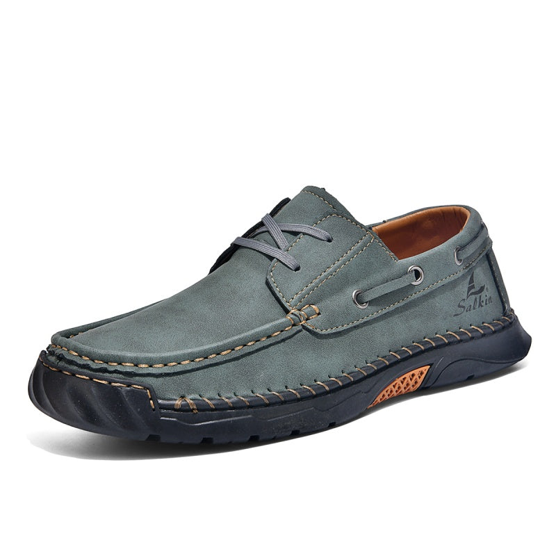 ⏰Limited-Time 70% OFF – Men’s Orthopedic Premium Handmade Leather Boat Shoes – Pressure Relief, Waterproof, Slip-Resistant, Wide Toe, Arch&Ankle Support for Everyday & Travel