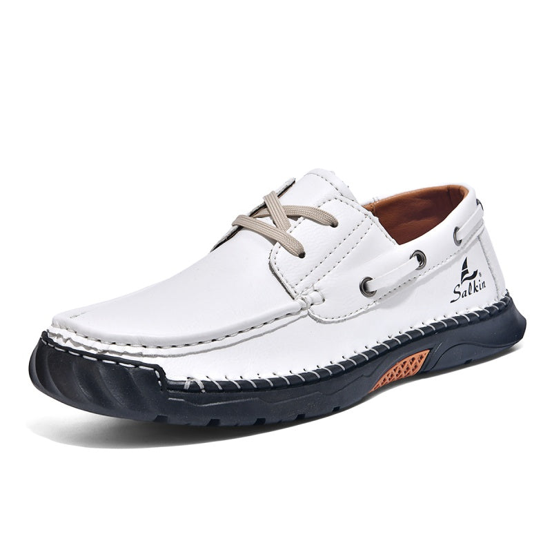 ⏰Limited-Time 70% OFF – Men’s Orthopedic Premium Handmade Leather Boat Shoes – Pressure Relief, Waterproof, Slip-Resistant, Wide Toe, Arch&Ankle Support for Everyday & Travel