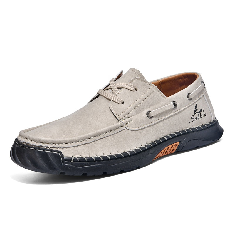 ⏰Limited-Time 70% OFF – Men’s Orthopedic Premium Handmade Leather Boat Shoes – Pressure Relief, Waterproof, Slip-Resistant, Wide Toe, Arch&Ankle Support for Everyday & Travel