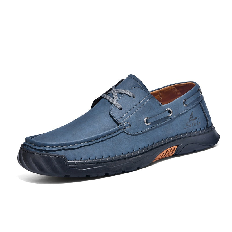 ⏰Limited-Time 70% OFF – Men’s Orthopedic Premium Handmade Leather Boat Shoes – Pressure Relief, Waterproof, Slip-Resistant, Wide Toe, Arch&Ankle Support for Everyday & Travel