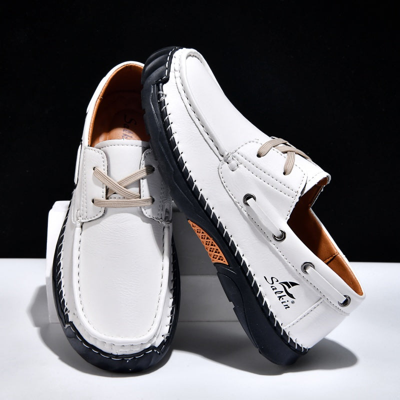 ⏰Limited-Time 70% OFF – Men’s Orthopedic Premium Handmade Leather Boat Shoes – Pressure Relief, Waterproof, Slip-Resistant, Wide Toe, Arch&Ankle Support for Everyday & Travel