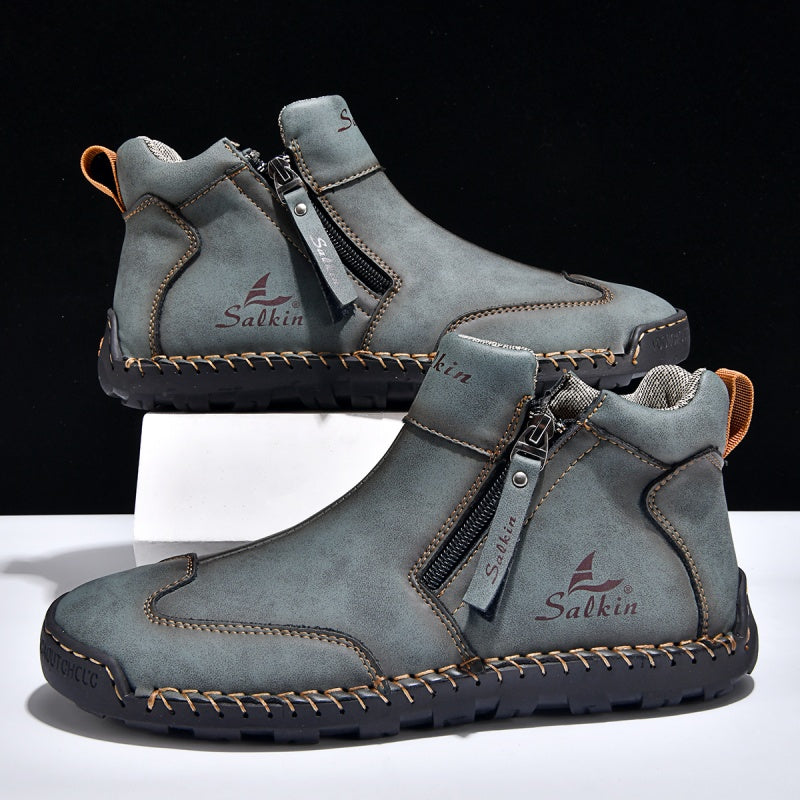 🥇#1 Best-Selling Men's Orthopedic Leather Boots – Waterproof, Arch Support, Slip-Resistant, All-Day Comfort, Pain Relief